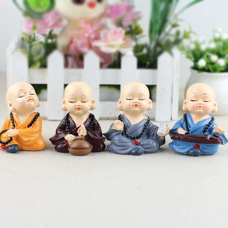 车和尚品茶车内工艺摆件台汽创意树脂宠装饰品可爱小仪表笑傲江湖