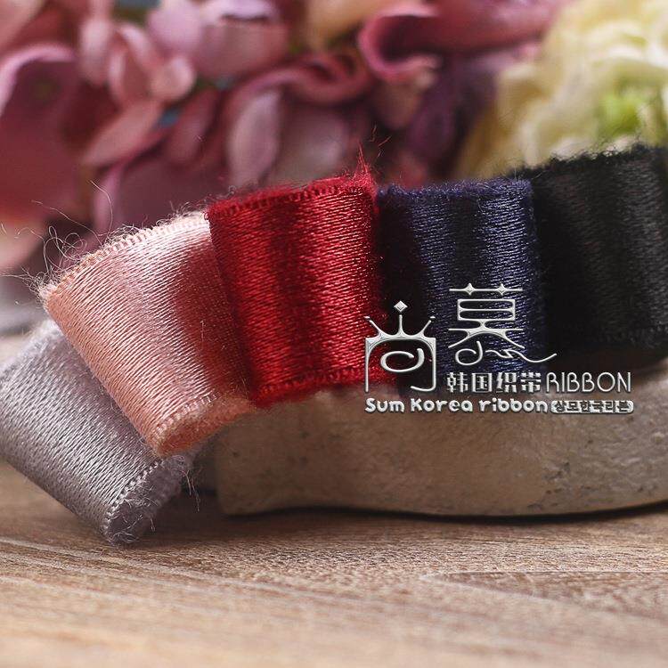 韩国进口色毛线单缎纯面棉带饰d毛iy发材料服FYS装边针织手工丝带