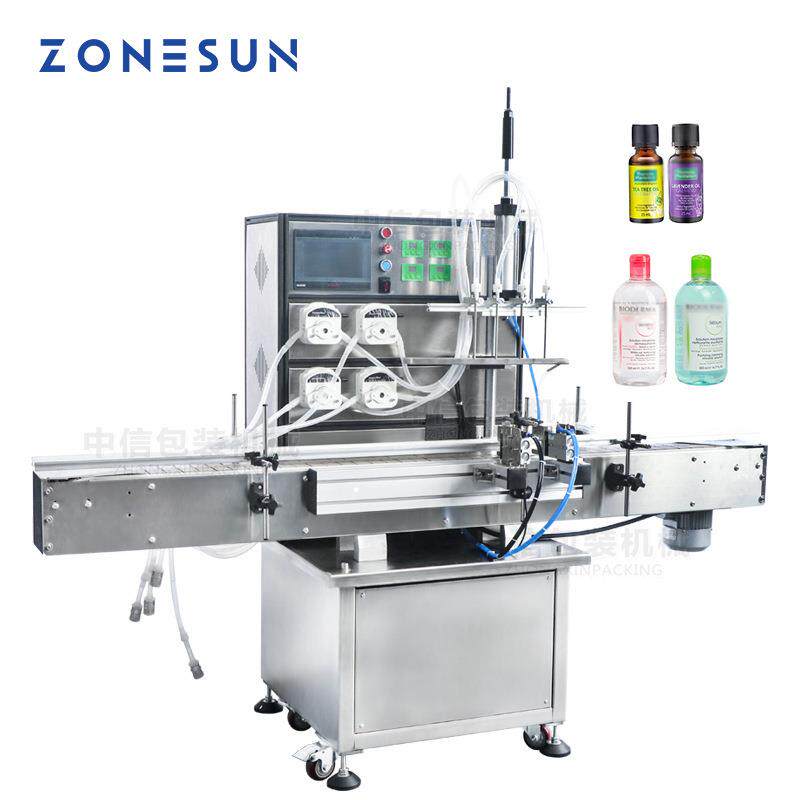 ZONEUSN果汁酒凝胶洗手液香水食用油罐装全自动蠕动泵液体灌装机