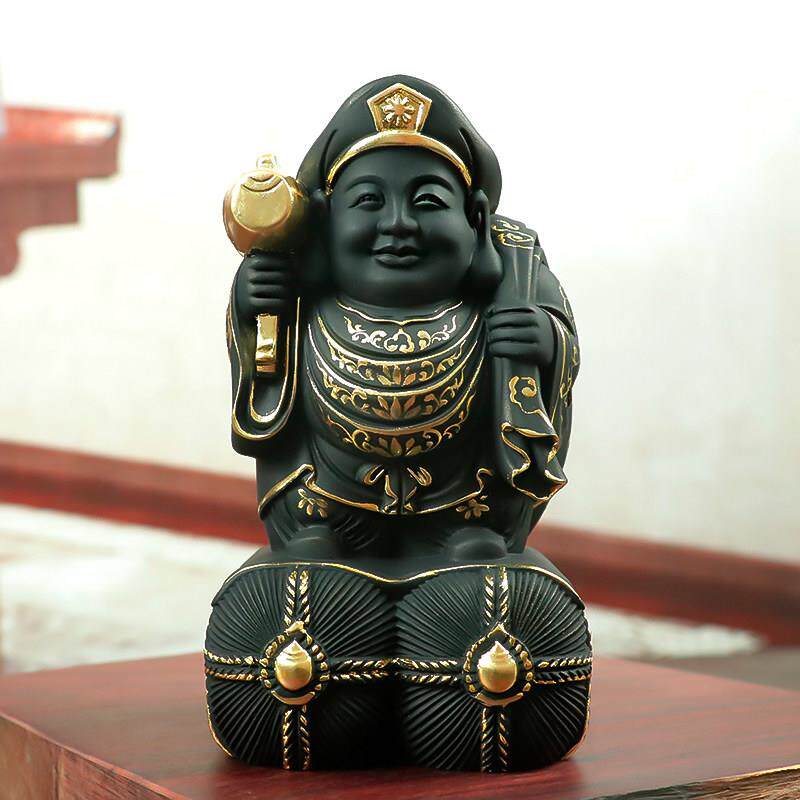 黄杨木雕摆件创意大黑天佛门护发神七福神财神送礼工艺礼品摆饰供
