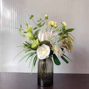 m225餐桌酒店花束商务绿白摆件样板间台仿真售楼处花艺手札