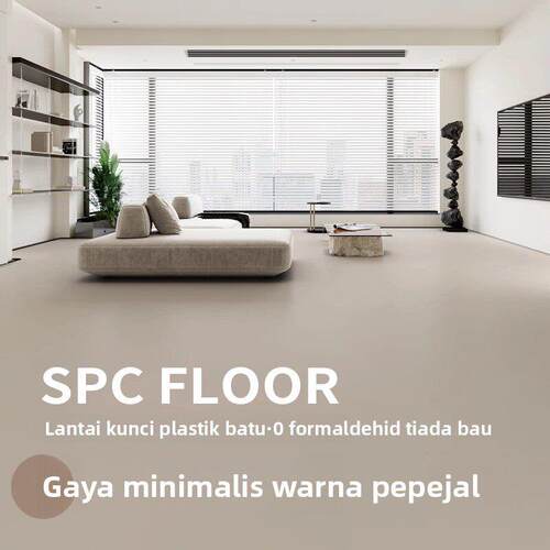 SPC石塑纯色奶油侘寂风环保加厚锁扣耐磨防水新型商用石晶地板