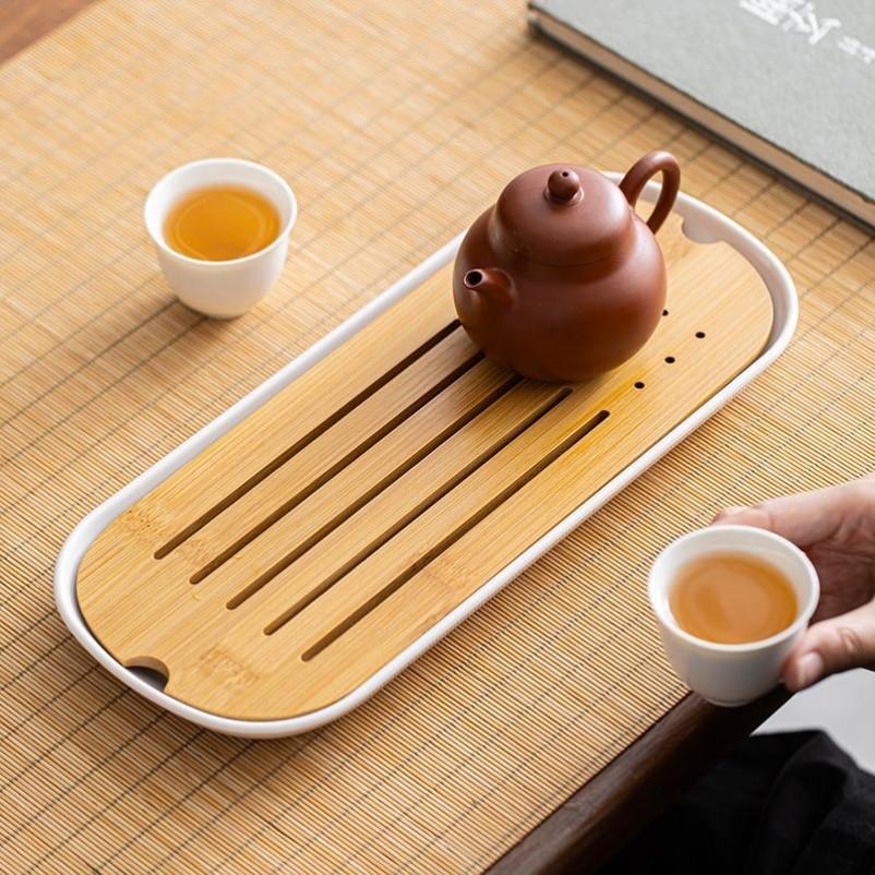 茶具茶盘长方形放茶杯托盘家用客厅茶几茶台茶桌双层沥水泡茶小型