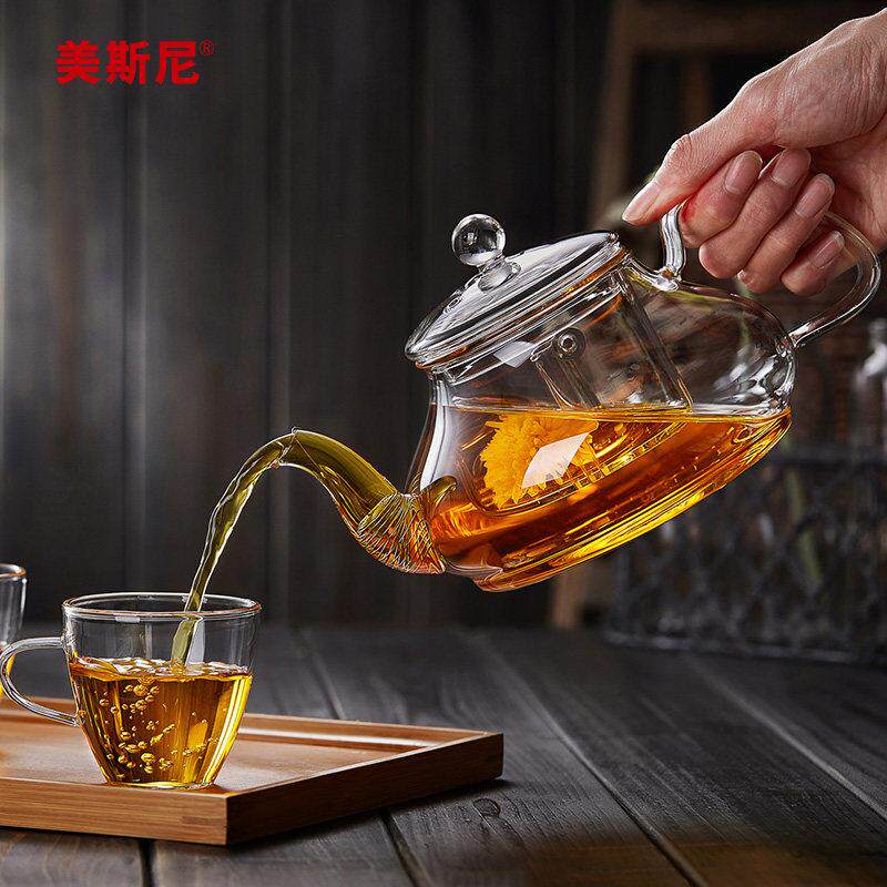 美斯尼玻璃茶壶耐高温过滤花茶壶加厚耐热茶水壶黑晶炉煮茶壶茶具