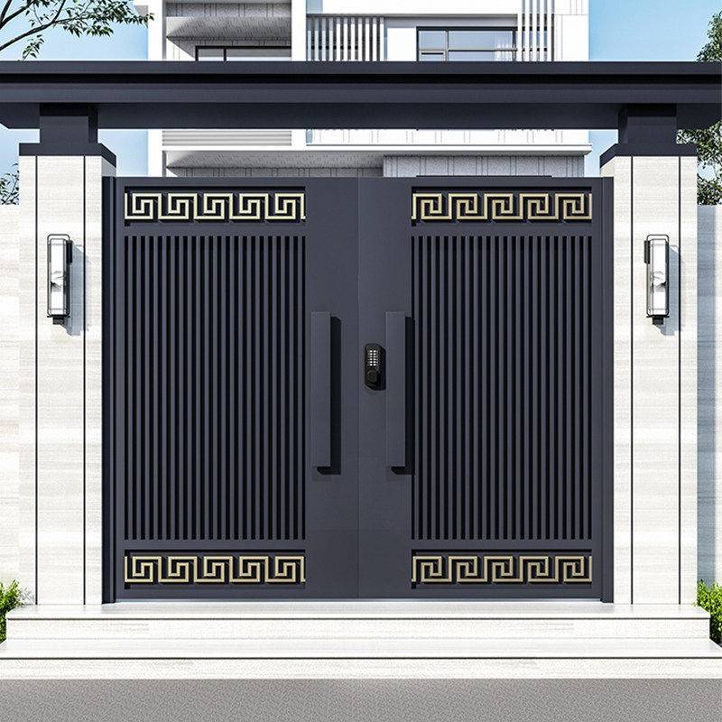 铝合金农村自建房庭院大门铁艺双开关不锈钢别墅院子门电动平移门