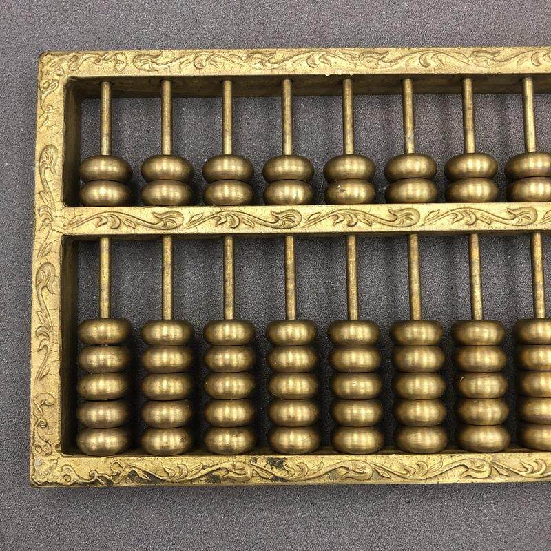 纯铜包邮铜器民国三年算盘办公家居工艺摆件13档7珠铜珠子算