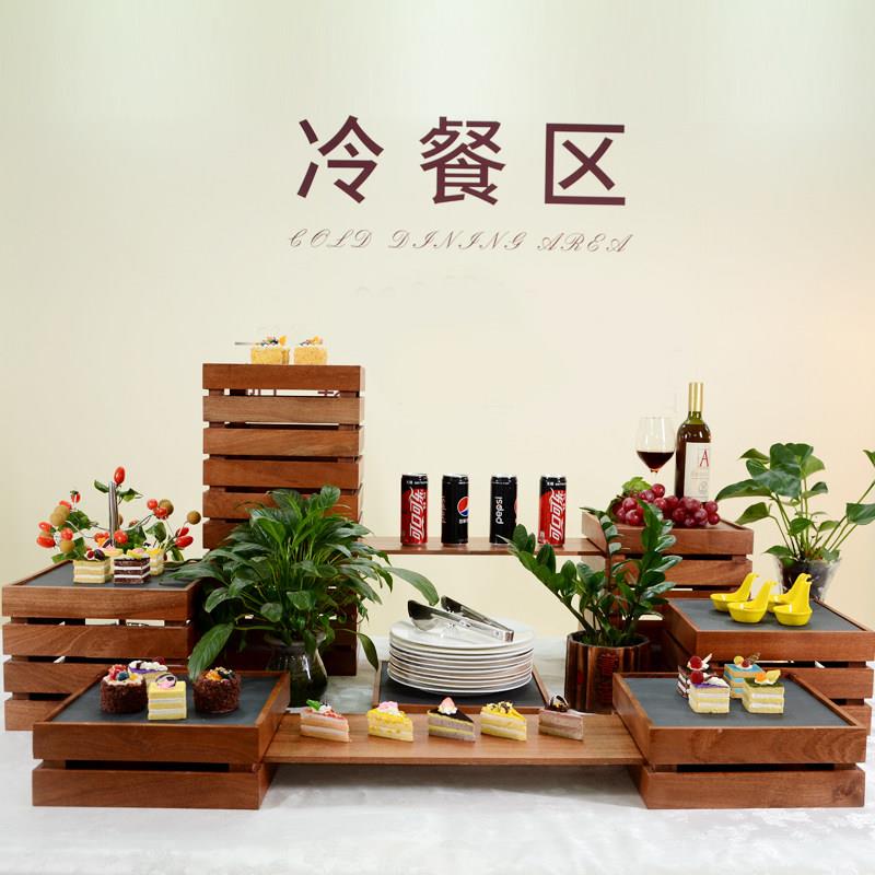 中式自助餐甜品台展示架摆件木质冷餐寿司蛋糕摆台点心架茶歇摆盘