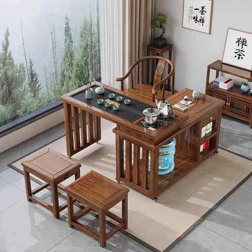 木旋水转实茶RSC桌椅组家用阳台小户型茶合台烧壶一体可移动折叠