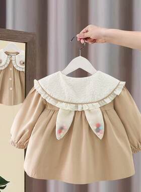 儿童外套女孩春秋款洋派风衣韩版婴儿衣服女宝宝上衣一岁女童秋装