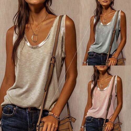 Summer Tie Loose Vest Sleeveless T-shirt fasion欧美背心T恤