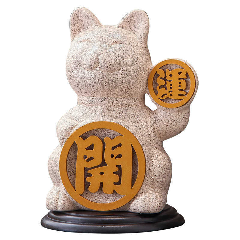 前台招财客厅创意电视柜奢摆件猫轻装饰品摆设酒柜玄关博古架家居