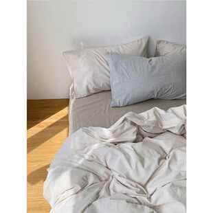 高档VEINSTUDIO风日式诧寂四风条纹套全棉纯棉床单水洗棉原木床件