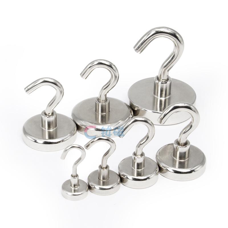 磁吸挂钩强力磁铁冰箱门后吸铁石免打孔强磁力钩子可旋转磁性挂钩