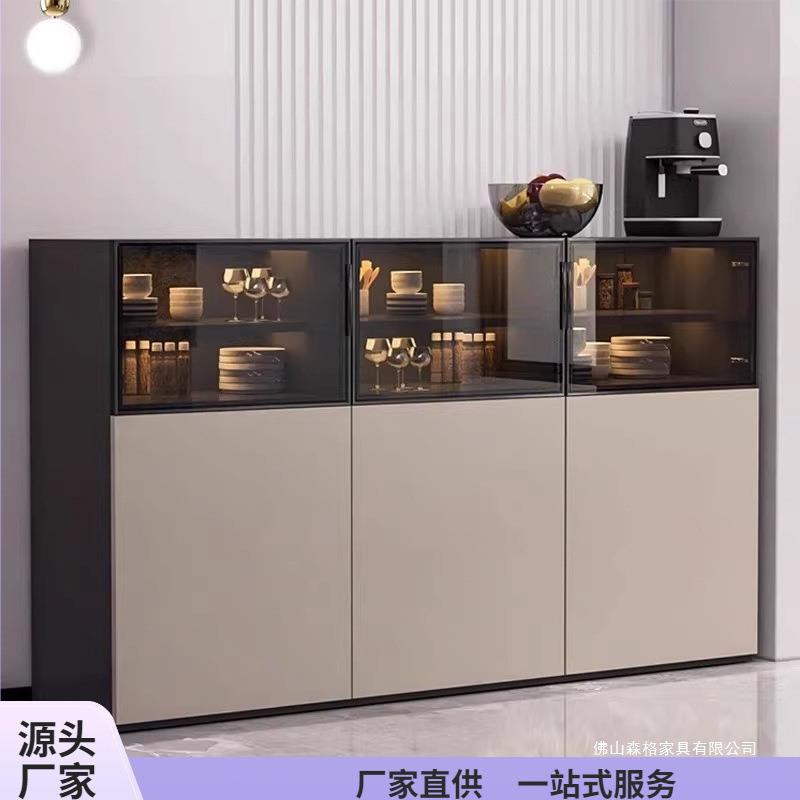 实木餐边柜现代简约客厅酒柜茶水柜厨房碗橱柜一体靠墙家用储物柜