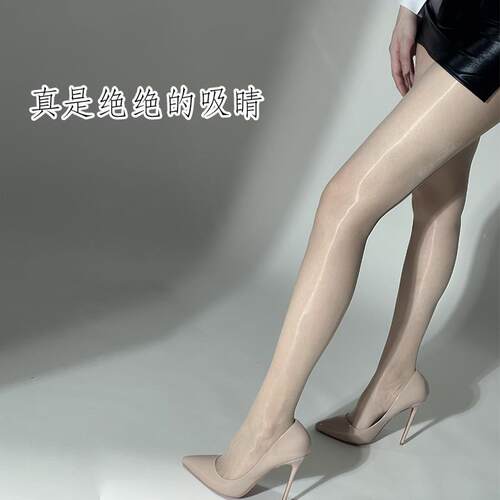 后竖线油亮丝袜情调开裆女薄款开档超薄隐形全透明提花油光覆古