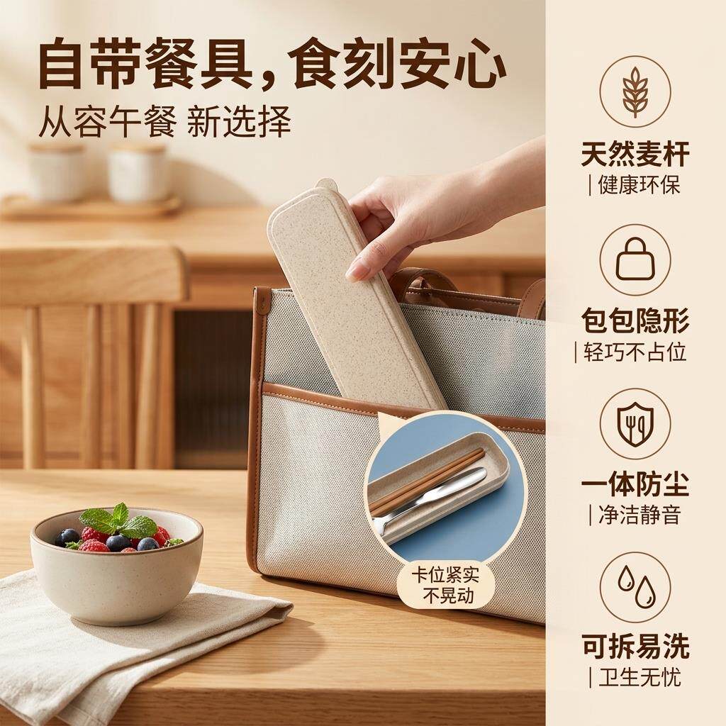 筷子收纳盒一人旅行餐具勺子套装小学生可携式外出带饭空盒刀叉