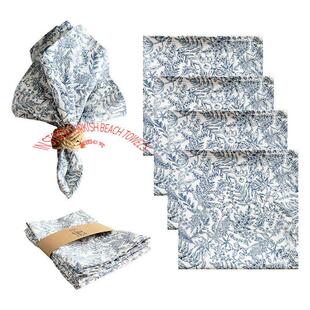 2 Pack Floral Pint Cotton Table Napkin蓝色纯棉结婚餐厅餐巾