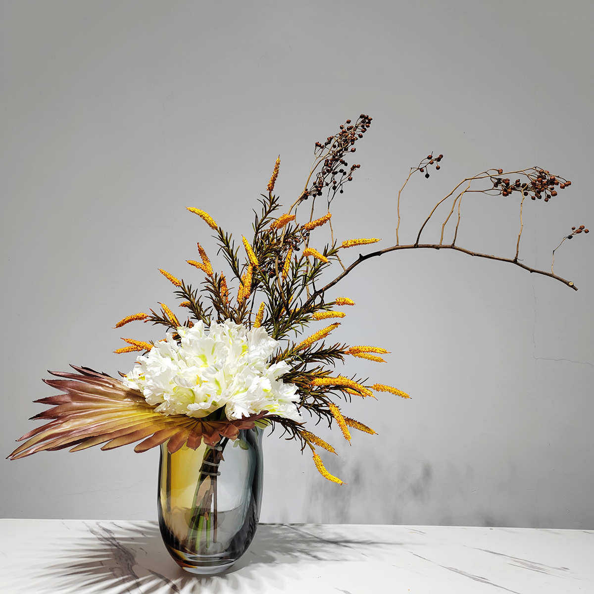 客厅餐桌玻璃茶几样板房洽谈装饰品花艺酒店轻橙白色现代奢花瓶桌,鲜花速递/花卉仿真/绿植园艺,仿真绿植,淘宝优惠券,粉丝福利购,淘宝优惠卷