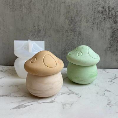 Mushroom Shape Silicone Concrete Molds DIY Candle Jar Storag
