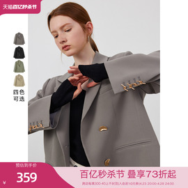 circlofy瑟夕翻驳领西装，小外套女2024开叉，设计休闲西服上衣