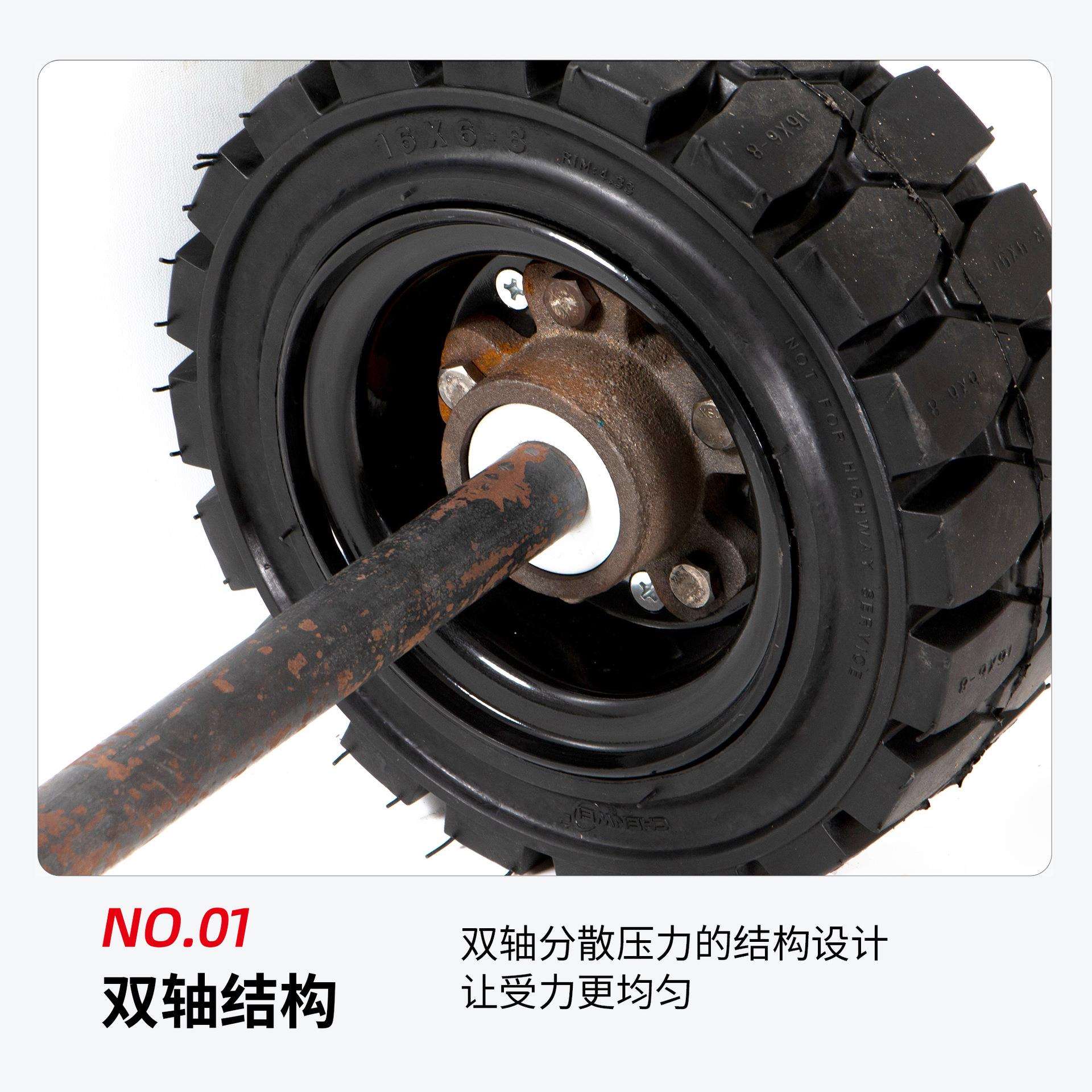 16*6-8重型橡胶实心隧道台车扫雪车轮胎500-8 400-8带轴拖车轮子