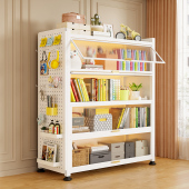 家用儿童书柜落地多层置物架钢制防尘书架带门储物柜一体收纳柜子