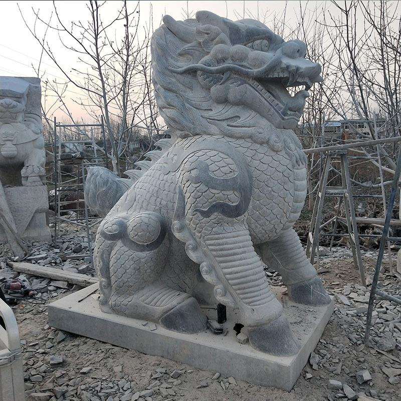 石头雕刻青石小石狮子一对 经久不衰看门庭院摆件石雕狮子