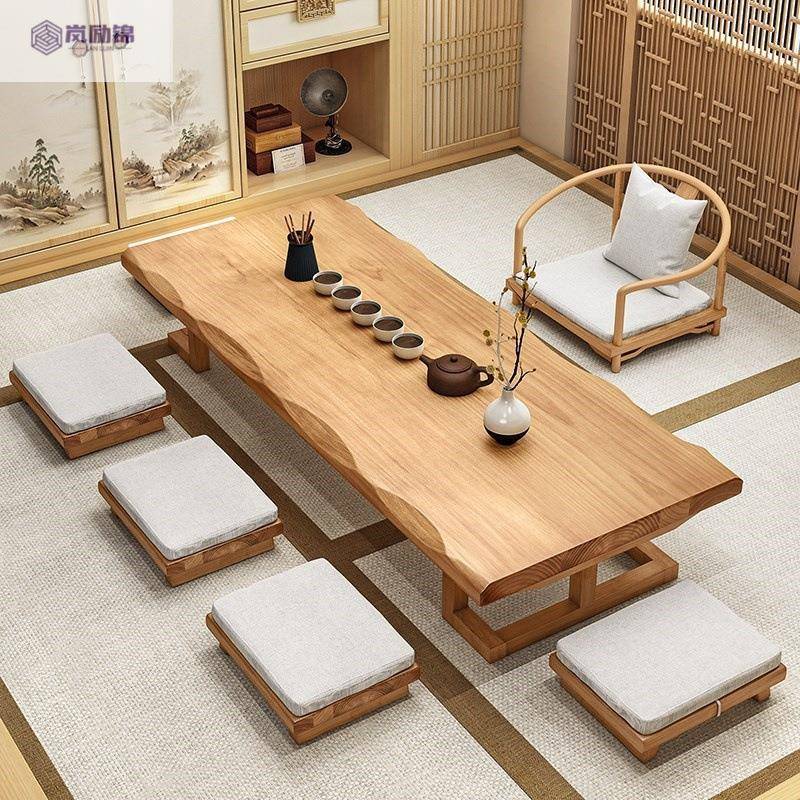 日式榻榻米桌民宿实木全矮茶桌椅组合日式餐厅餐椅HY-095餐桌泡茶