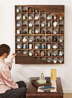 中式实木挂子墙博古架茶杯架多宝阁格架新客厅PIM墙多层上复古置