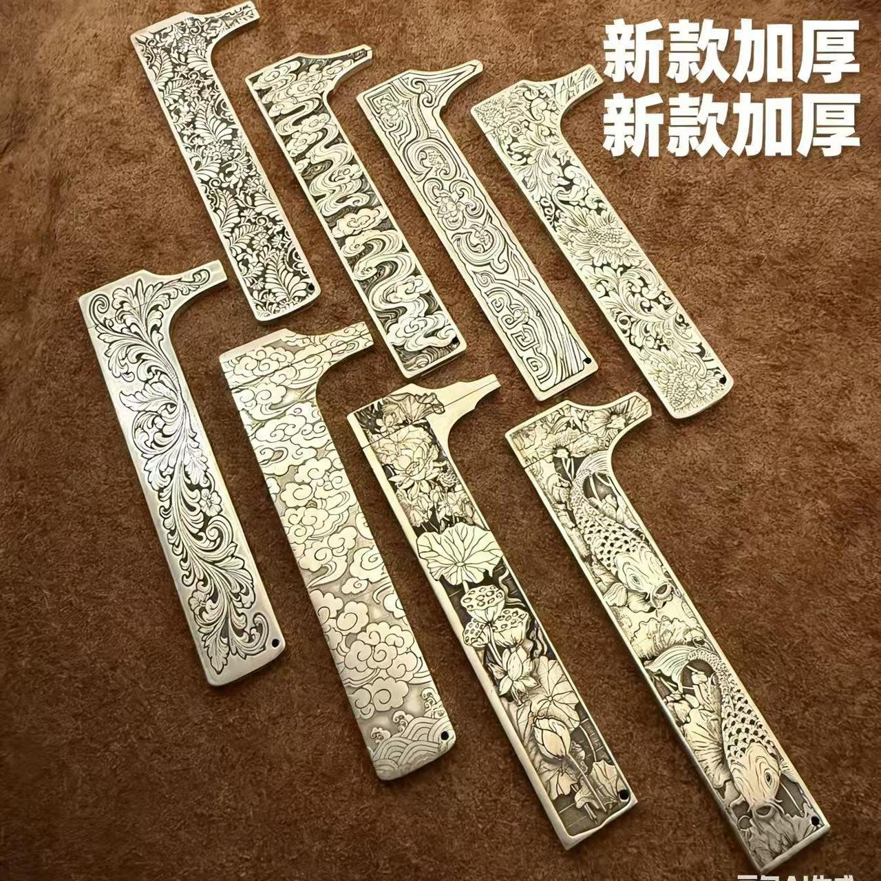 文玩珠宝机械游标卡尺高精度黄铜中国传统文化雕刻可携式迷你把玩