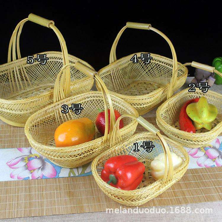 竹篮子花篮竹编手工编织提篮菜篮子工艺品竹篮旅游工艺品家用竹筐