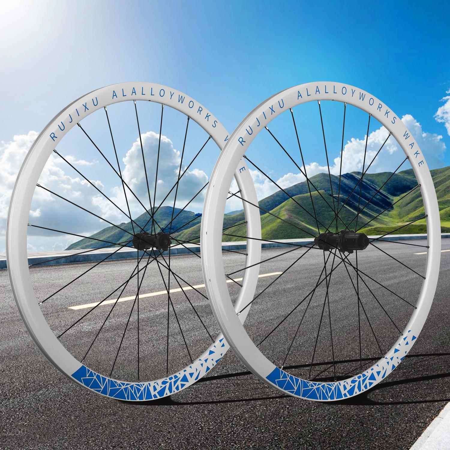 锐杰逊700C 36T棘轮框高35mm公路车碟刹轮组公路直拉轮组烤漆白色