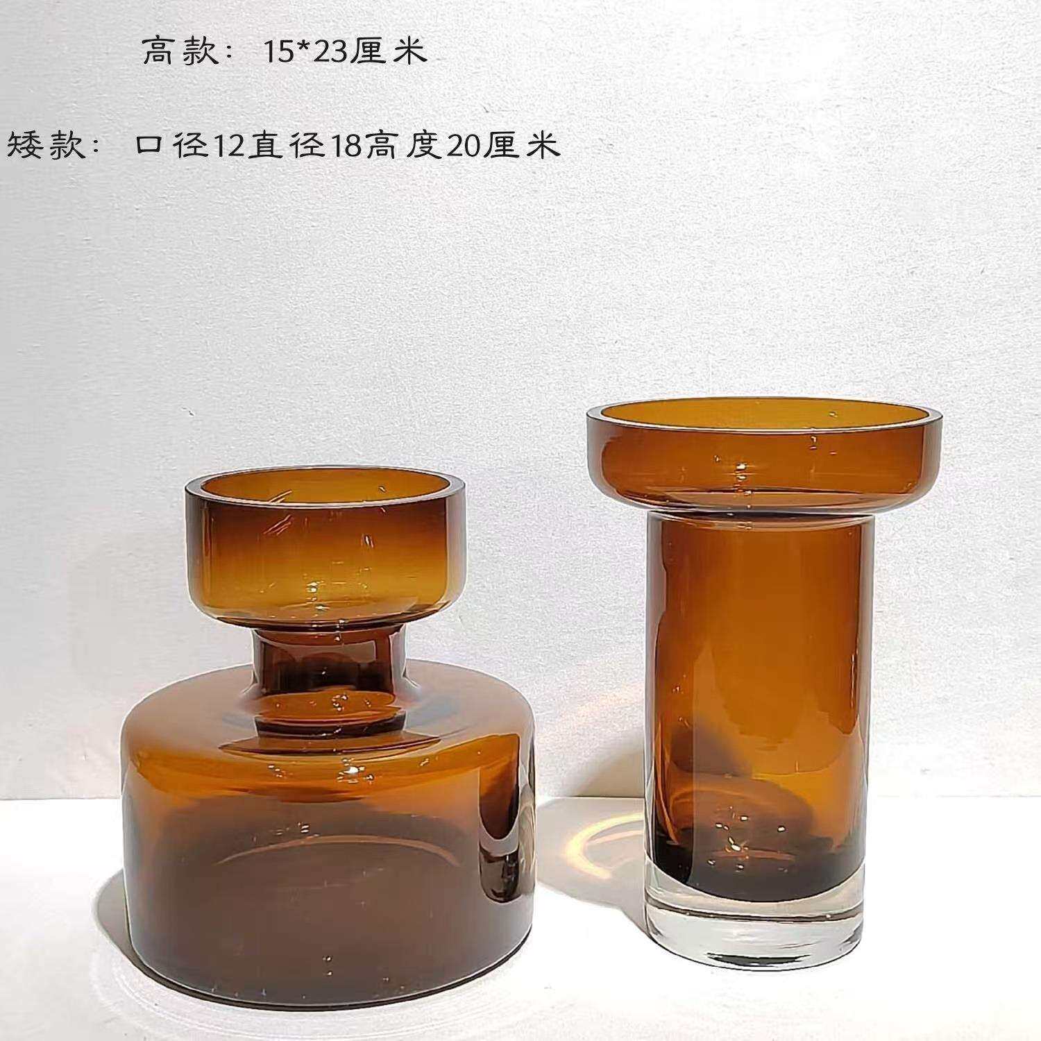 现代简约玻璃花瓶插花摆件家居样板房陈婷婷茶几桌面插花饰品