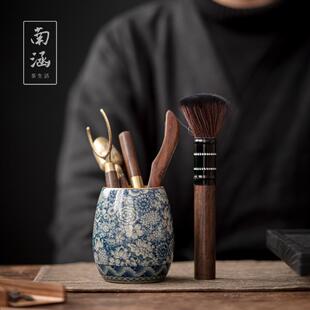 南涵青花陶瓷茶道六君子茶具配件套装茶刀茶针养壶笔茶筒泡茶工具