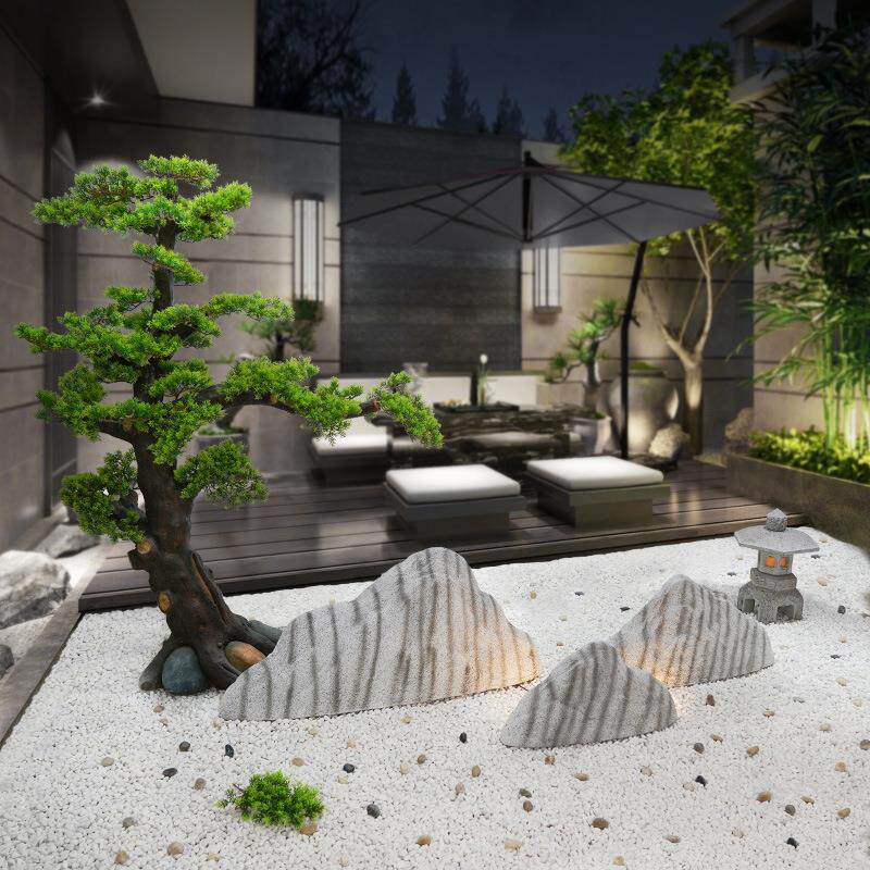 雪浪石切山片合梯间假石日式枯山tb-64544水造景摆件角楼落组景观