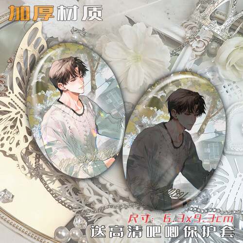 某某周边江添盛望椭圆双闪反光吧唧马口铁徽章谷子挂件扎痛包收藏