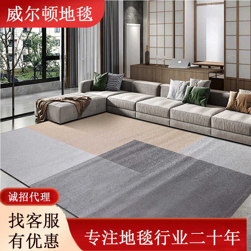 美雅居工厂直供威尔顿块毯客厅卧室地毯北欧现代时尚沙发茶几