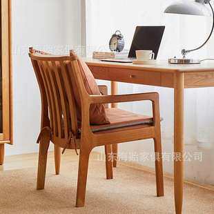 实木餐椅家用餐厅北欧小户型简约樱桃木书桌椅靠背休闲单人沙发椅