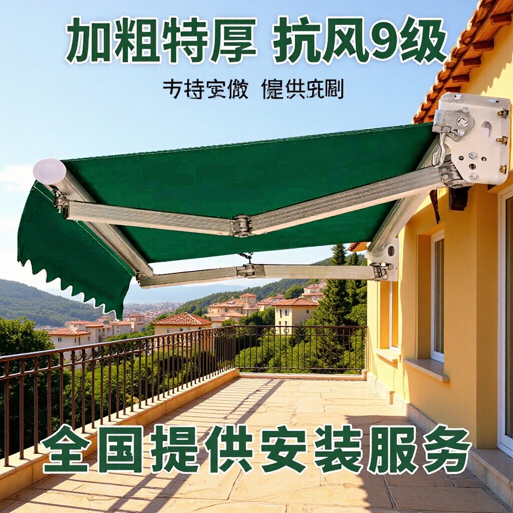 遮阳棚伸缩式收缩折叠手摇电动篷庭院蓬伞户外阳台门面屋檐遮雨棚