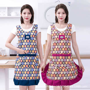 灯芯绒花边短款 高档棉布公主围裙厨房家用时尚 田园风围腰防污耐脏