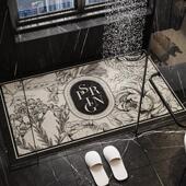 新古典花卉浴室防滑垫儿童地垫化妆室洗澡淋浴房丝圈脚垫防摔可裁