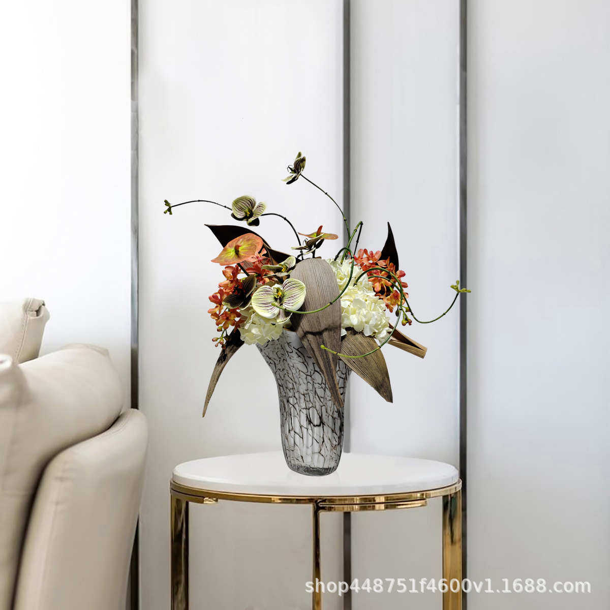 新中式仿真花艺售楼处酒店客厅茶几玄关假花造型软装饰品桌面摆件,鲜花速递/花卉仿真/绿植园艺,仿真绿植,淘宝优惠券,粉丝福利购,淘宝优惠卷