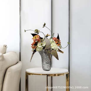 新中式 饰品桌面摆件 仿真花艺售楼处酒店客厅茶几玄关假花造型软装