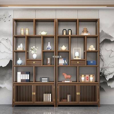 架实木博古新中多架宝阁置式物FWX架办公室摆件书组合展示柜室内