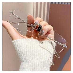 变色花老镜石镜防蓝光紫老外线中年人时尚砖高清OWA无框多功能单