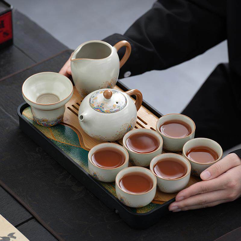 黄汝窑旅行茶具套装家用功夫户外便携式喝茶2025新款盖碗茶杯茶壶
