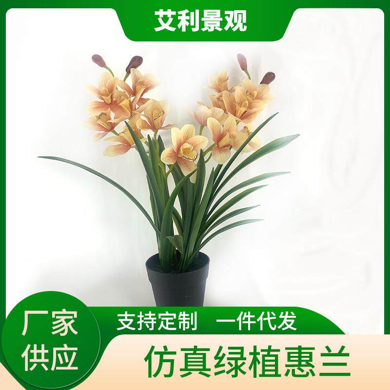 绿植惠兰蝴蝶兰人造塑料香雪兰盆栽室内家居装饰花