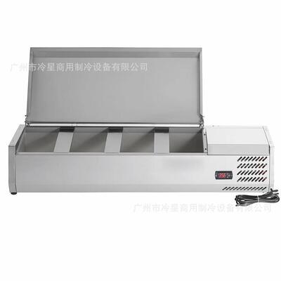 110V60hz沙拉台商用保鲜柜台式沙拉柜玻璃沙拉台披萨冷藏展示柜