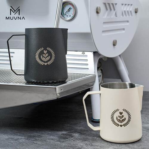 MUVNA意式咖啡拉花杯304不锈钢尖嘴拉花缸450/600ml打奶缸奶泡杯