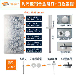 抽拉铝防尘防水拉盖帽塑料组合 钉开口铆封闭铆钉型鼓芯不锈钢套装